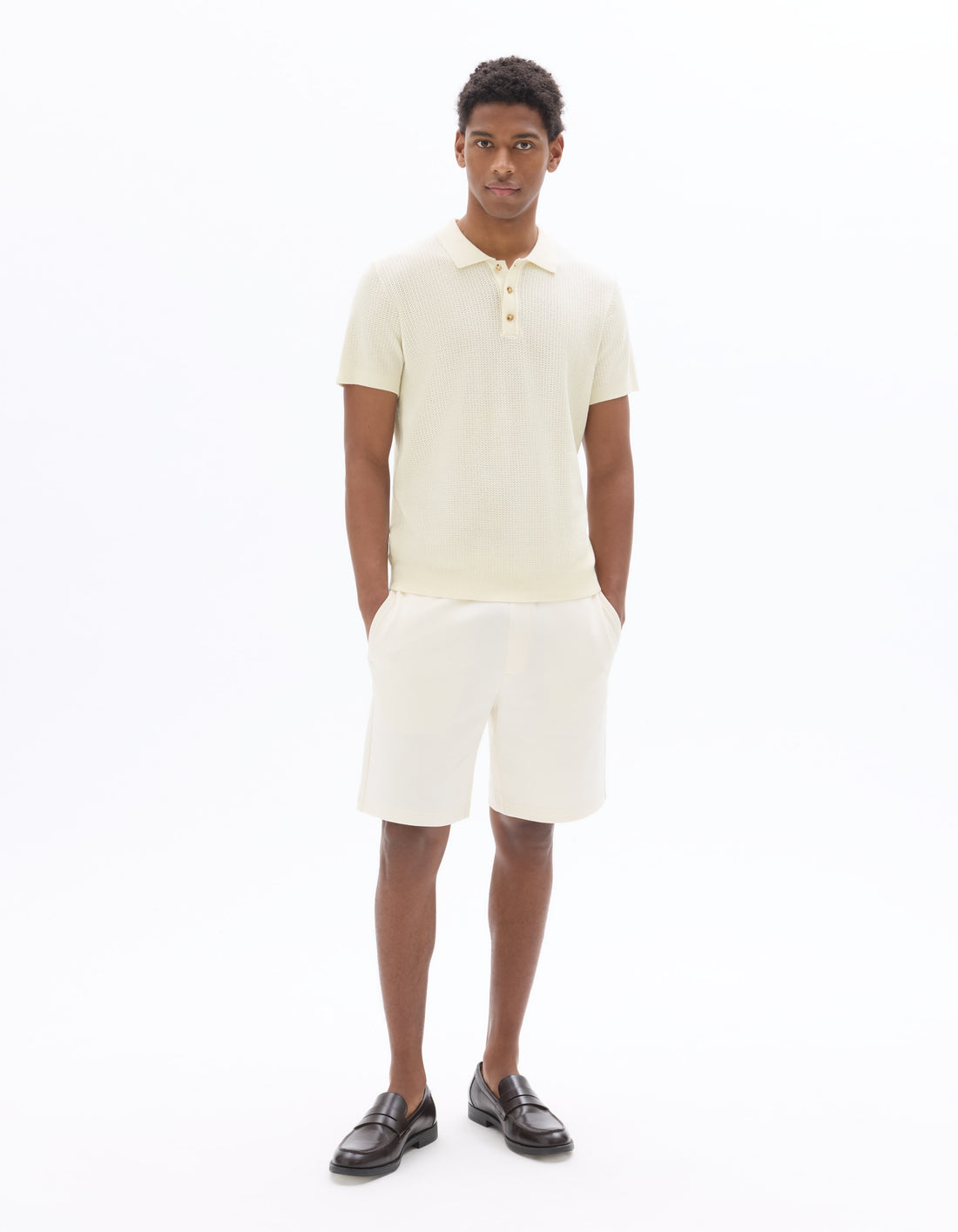 Celio Regular fit textured knit polo - White