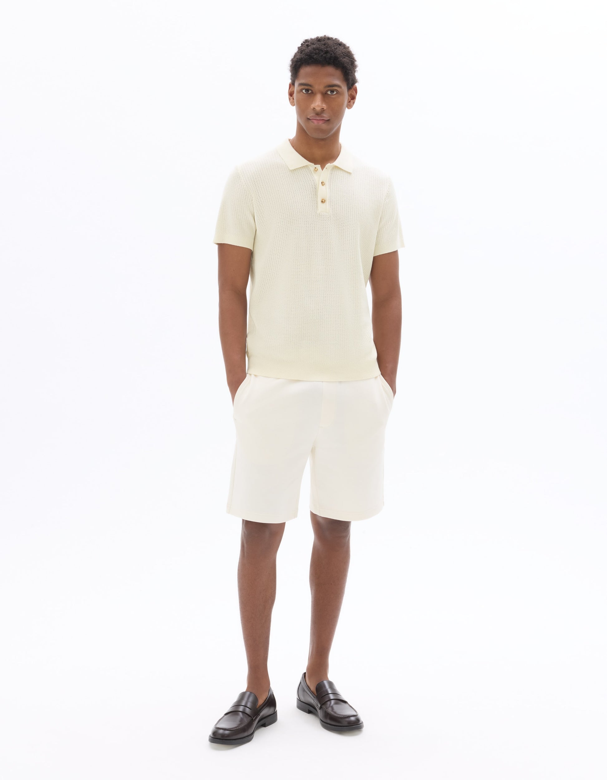 Celio Regular fit textured knit polo - White