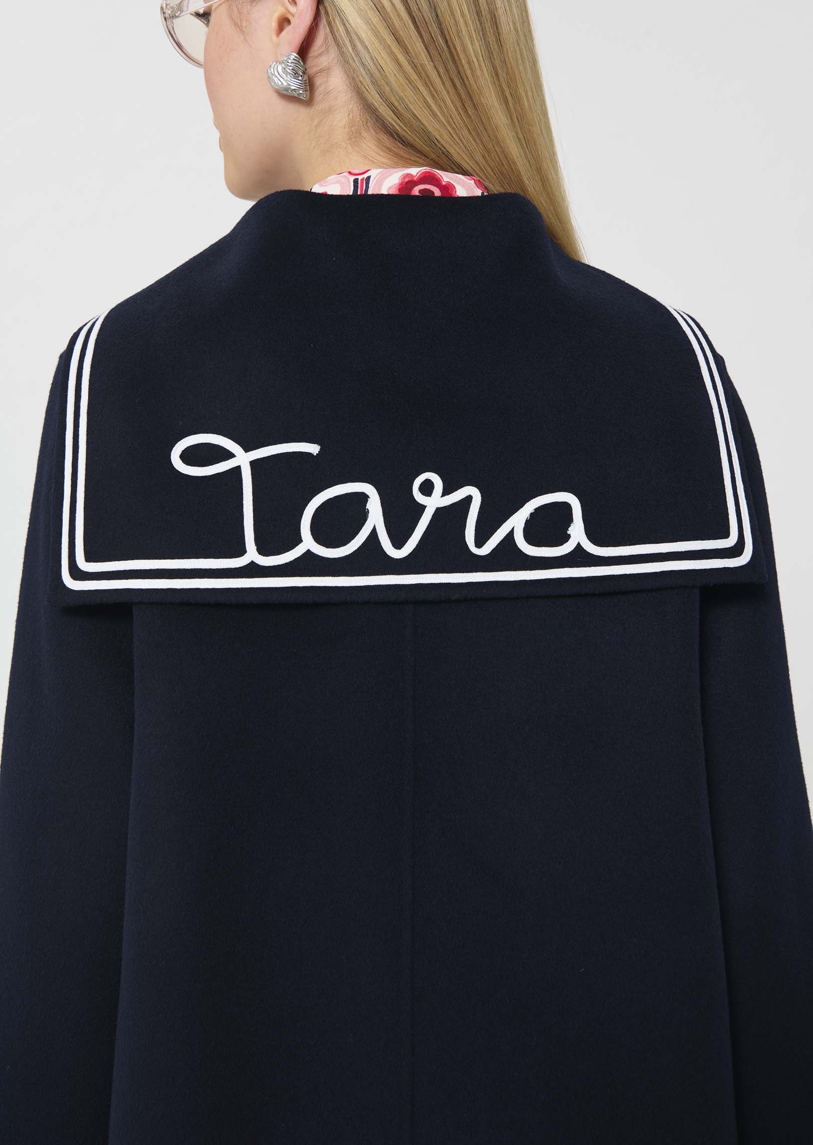 coat in midnight blue double-faced wool