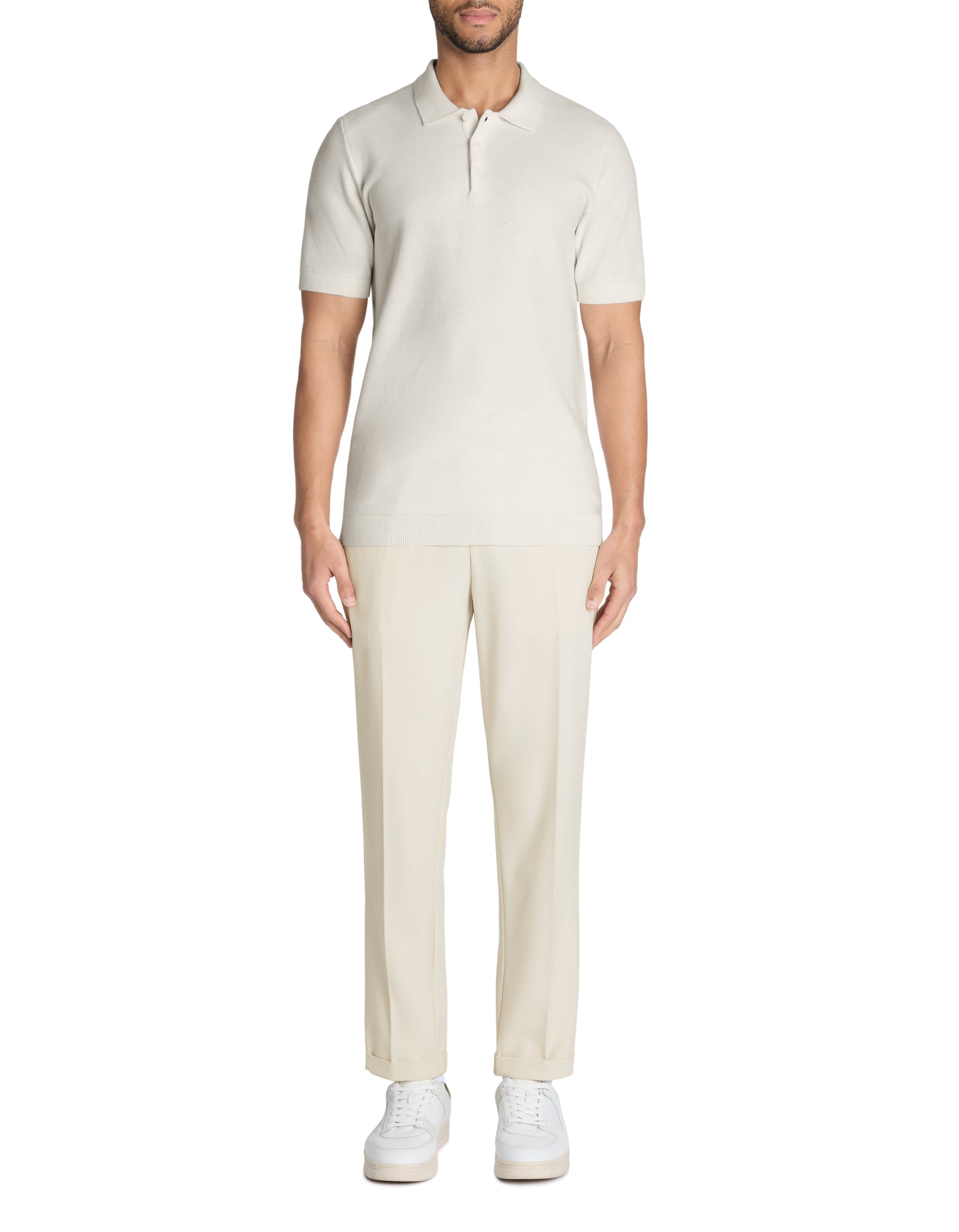 Beige Short Sleeves Polo for Men