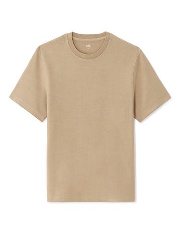 Celio Boxy Crew Neck Textured 100% Cotton T-Shirt - Beige