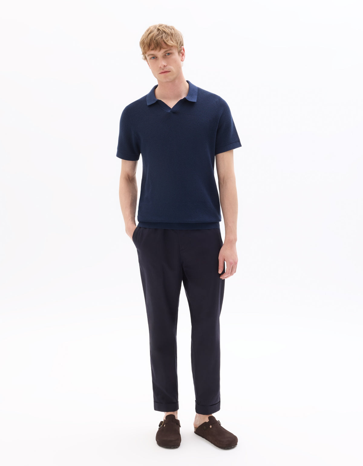 Celio Cotton Short-Sleeved Polo - Navy
