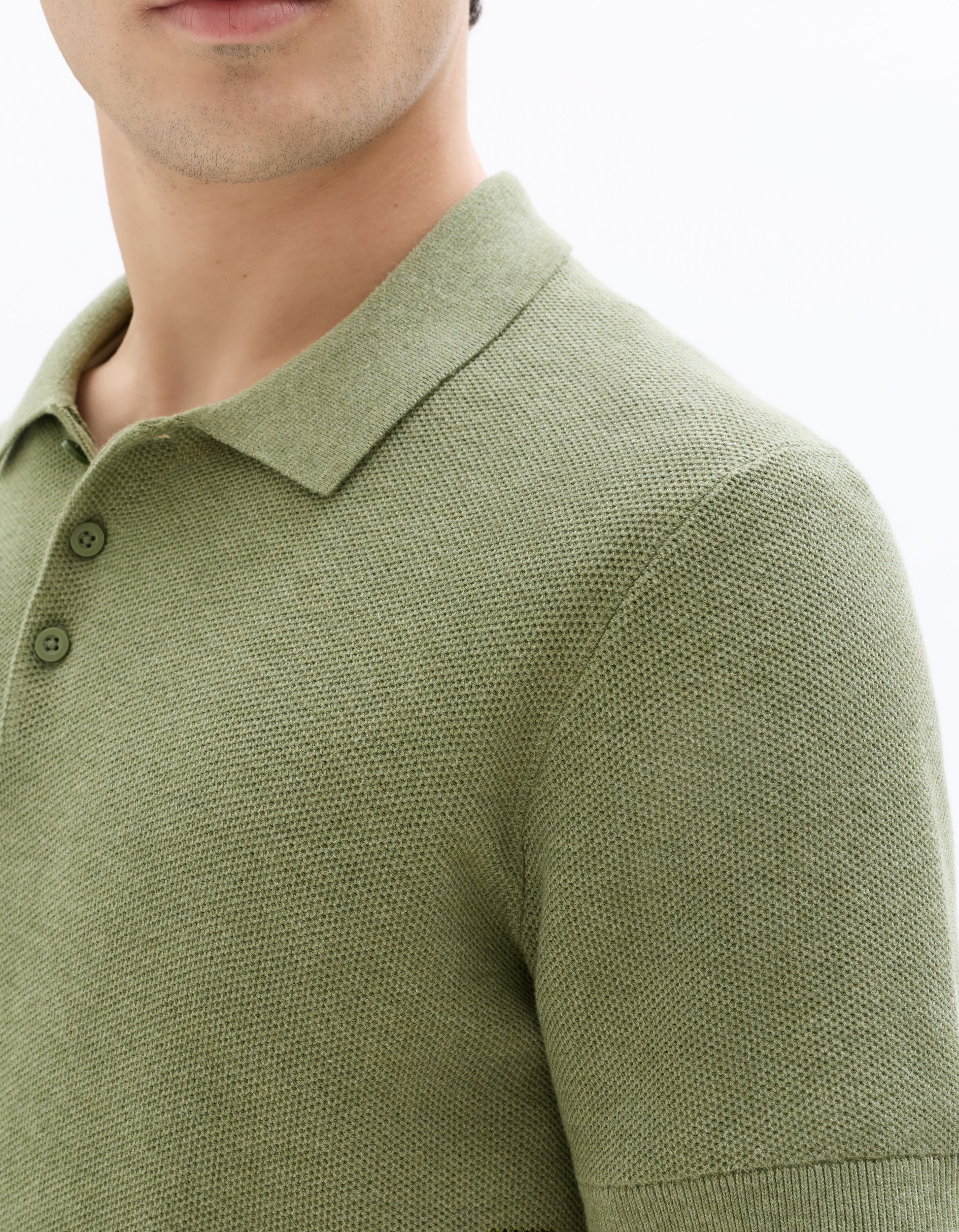 Celio Slim-fit 100% cotton textured knit polo - Green