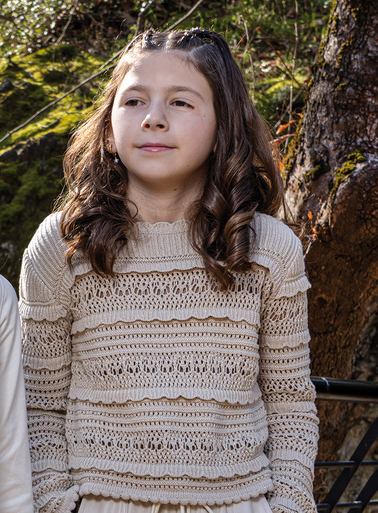 Cotton Blend Girl Blouse - Vanilla