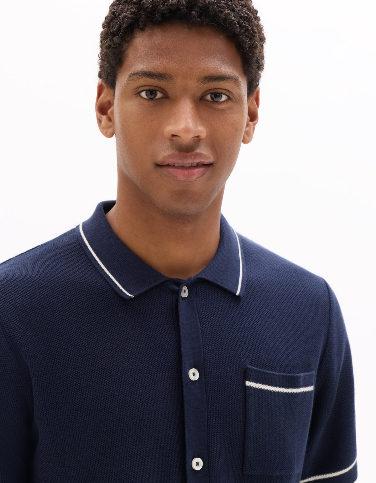 Celio Cotton Short-Sleeved Polo - Navy