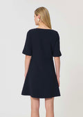 dress in midnight blue fluid crepe