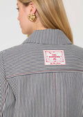 coat in ecru with cotton stripes