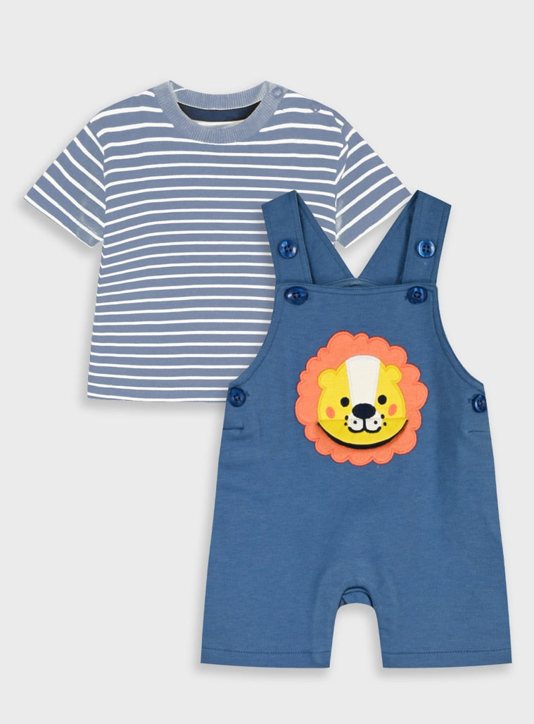 Blue Infant Set(Blouse,Dungaree) for Boys