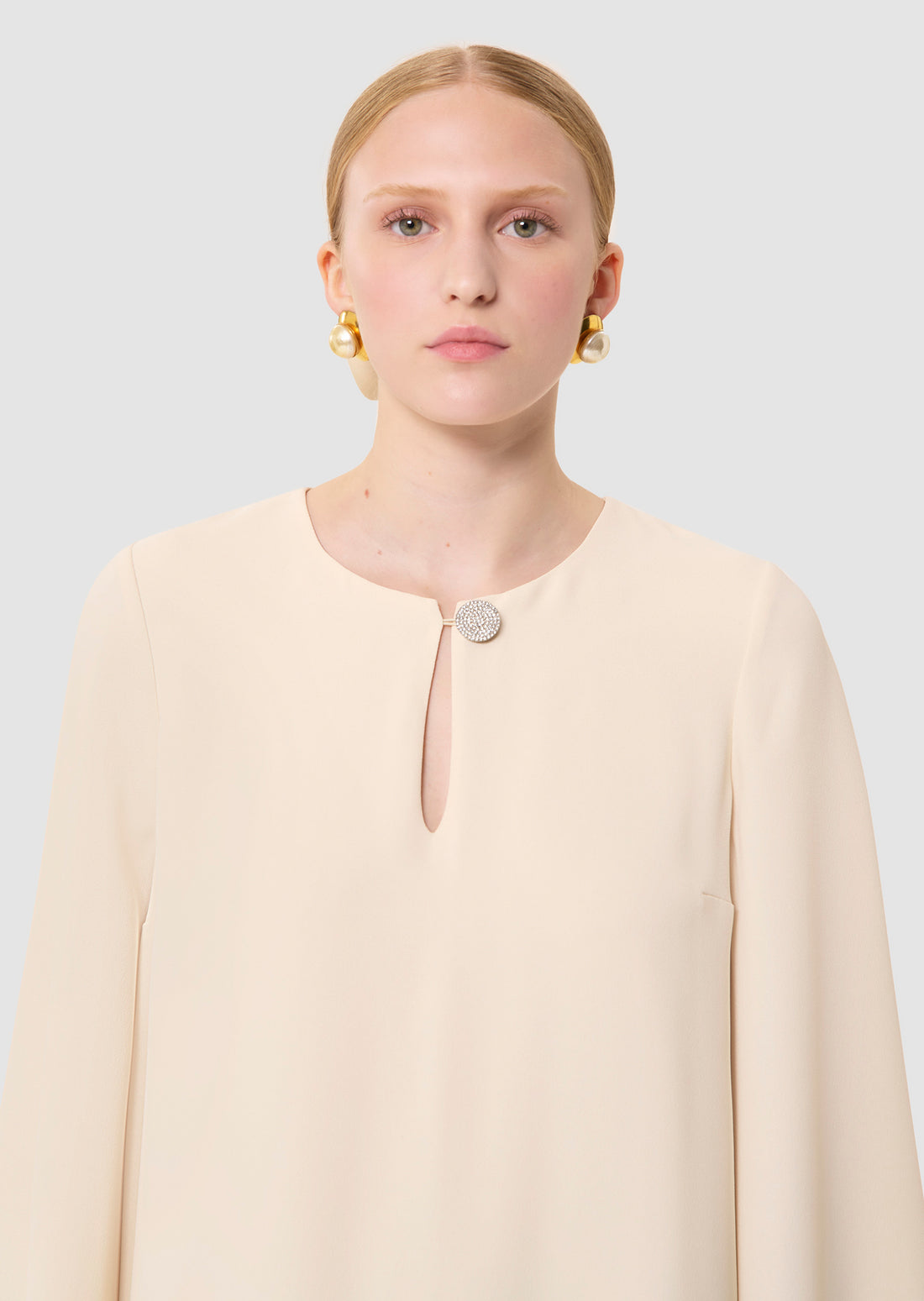 Raonie ecru crepe dress by Tara Jarmon Lebanon