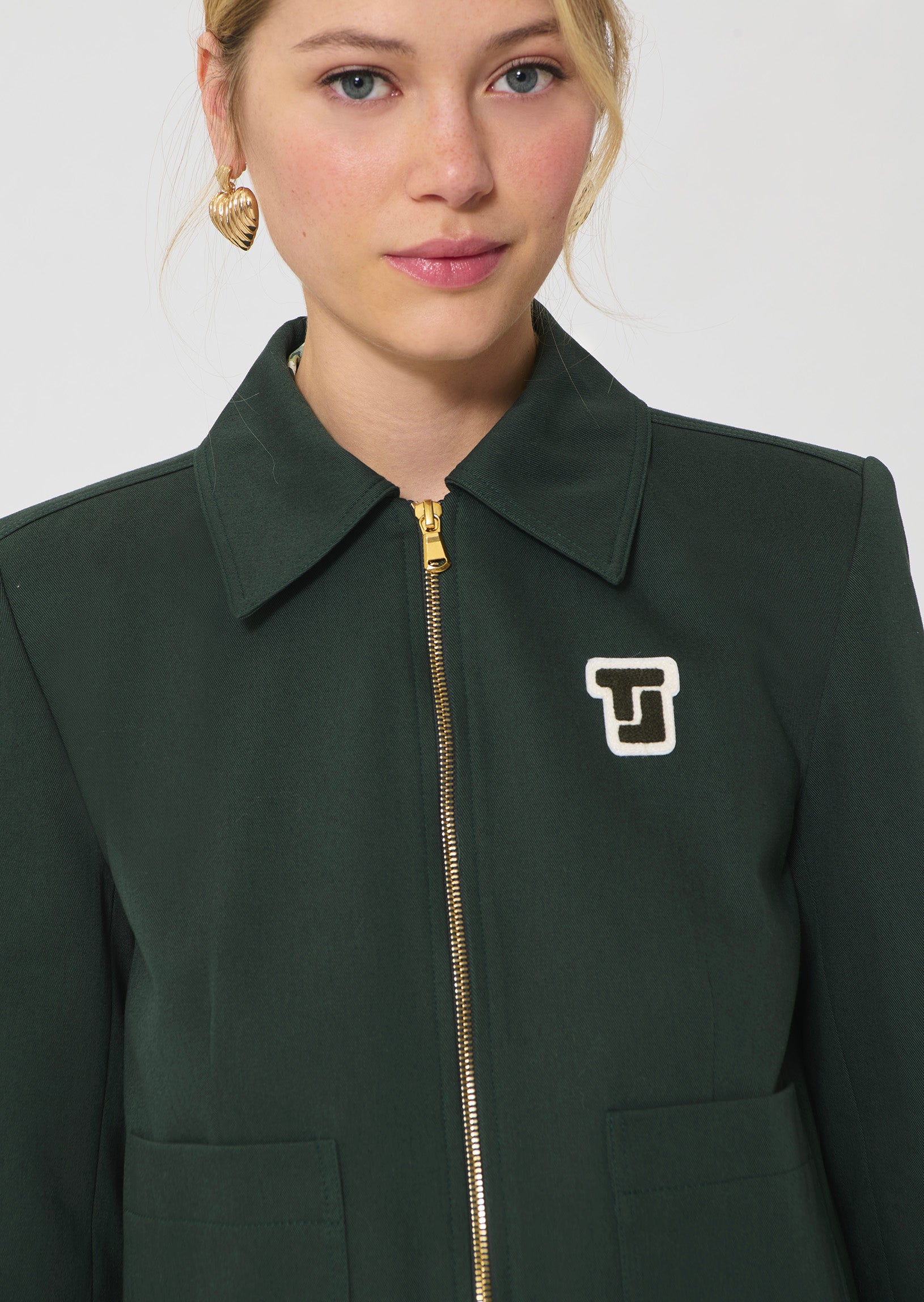 jacket in dark green cotton gabardine