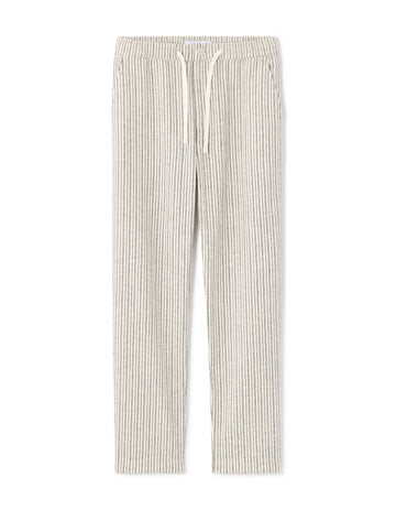 Straight Textured and Striped Pants