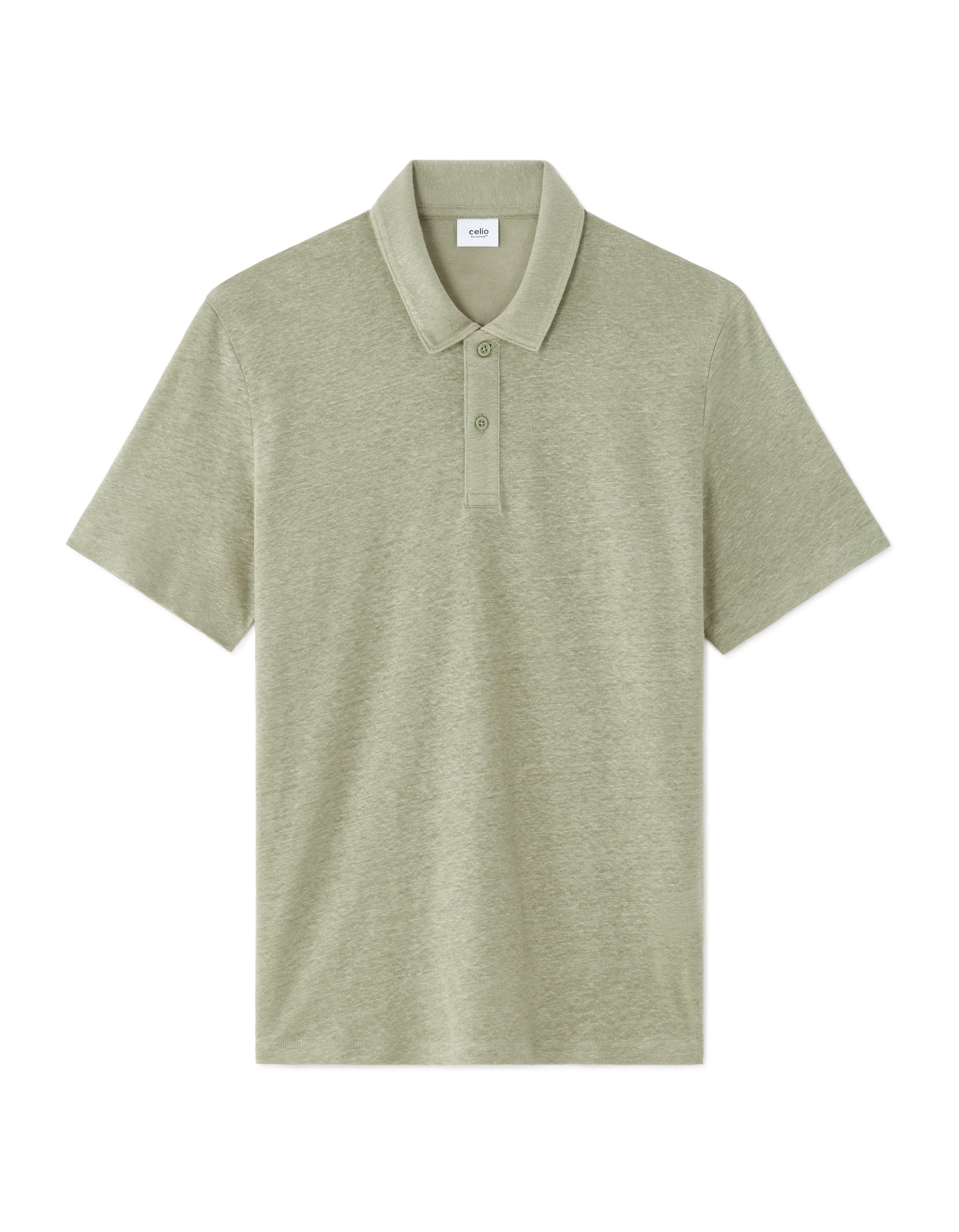 Celio Regular Fit 100% Linen Polo Shirt - Green