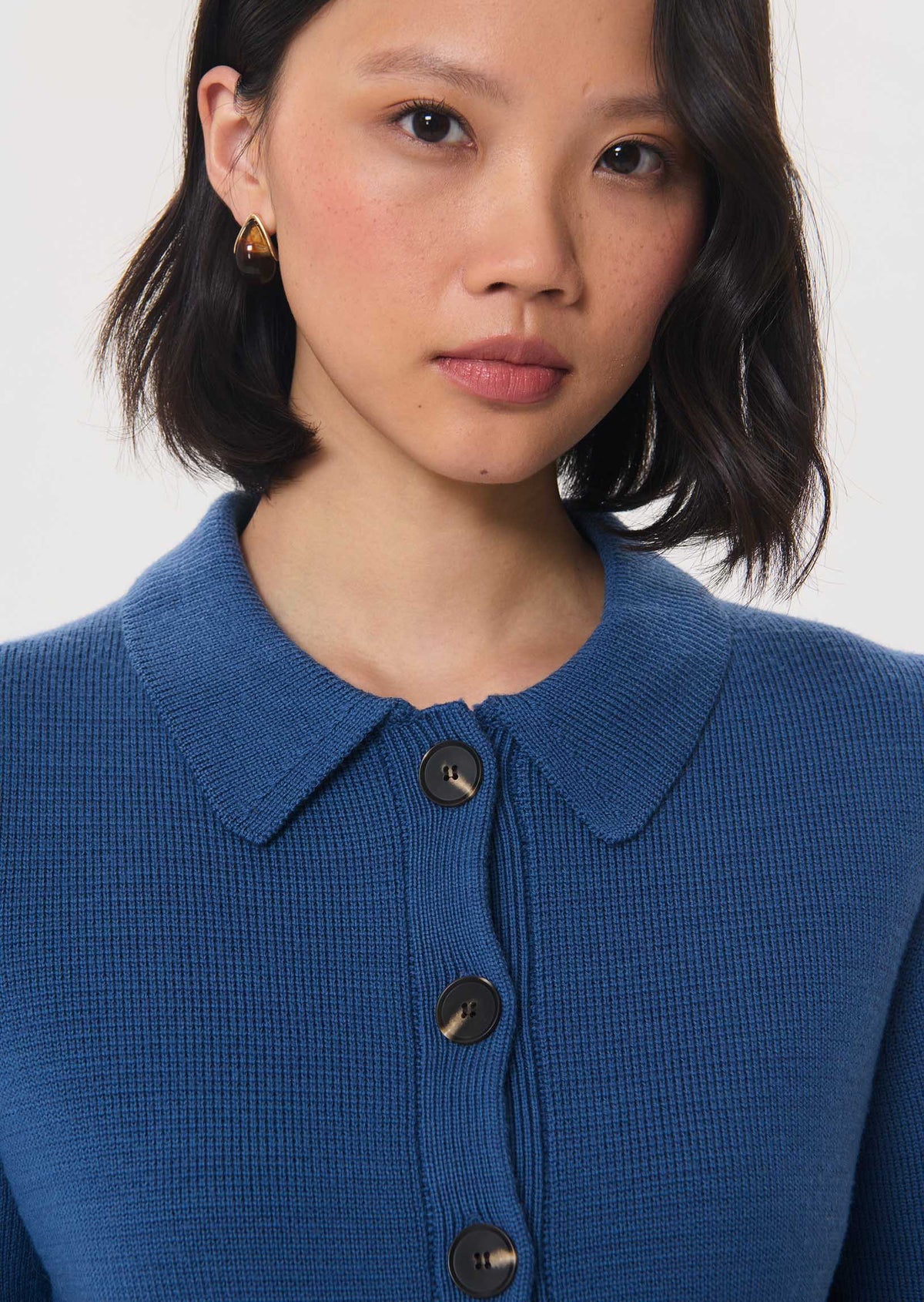 Genny cardigan in denim blue wool by Tara Jarmon