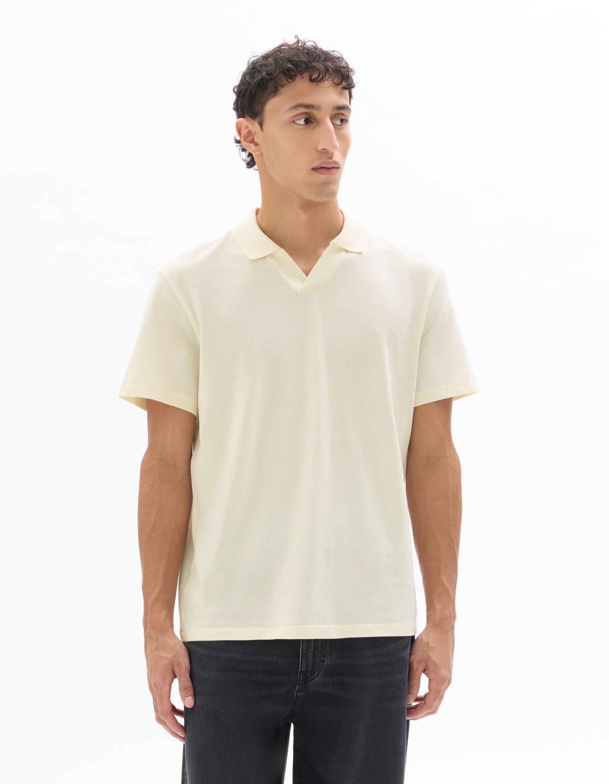 Celio Piqué Regular Fit Shark Collar Polo - White