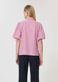 shirt in red striped poplin