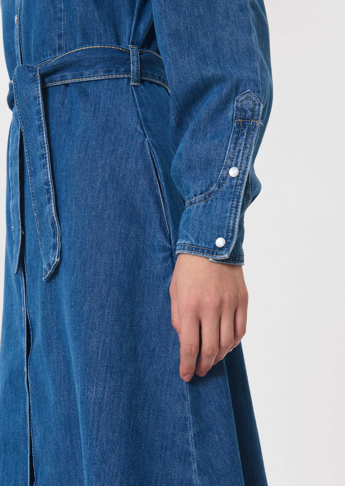 Rodeo dress in denim blue cotton by Tara Jarmon
