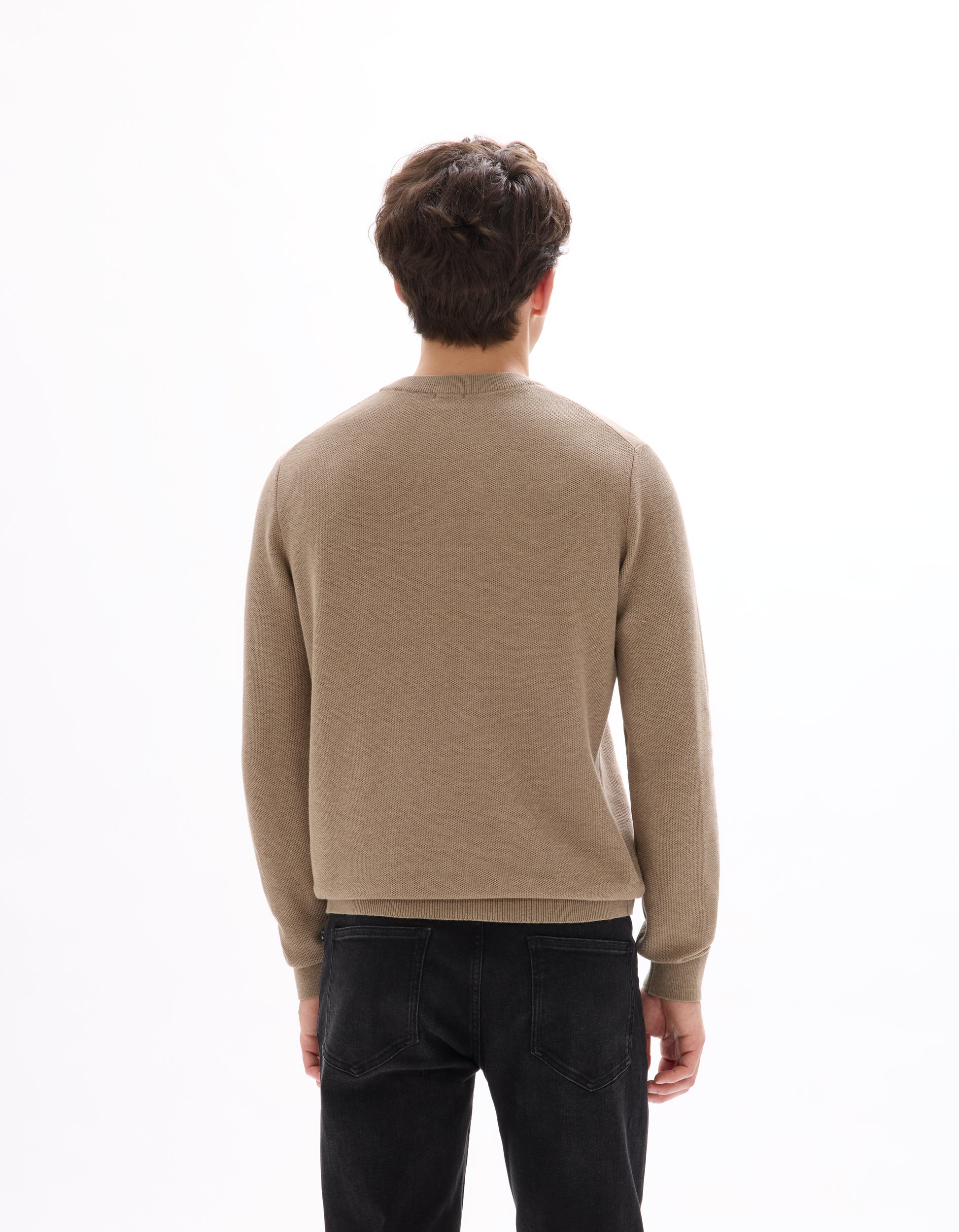 Beige Humus Crew Neck Jumper - Celio Lebanon