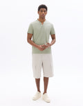 Celio Regular Fit Cotton Blend Henley Neck T-Shirt - Green