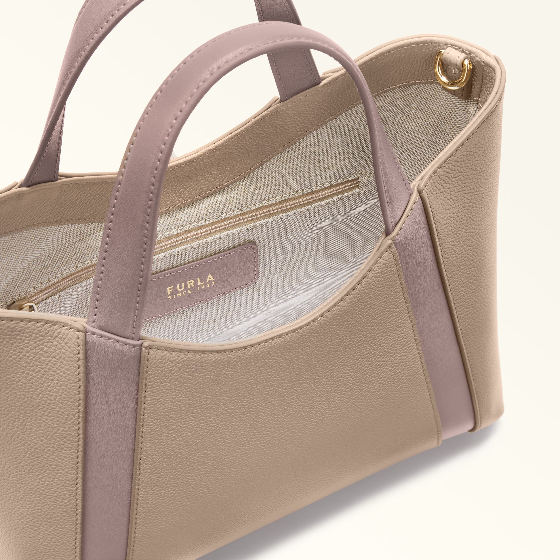 Tote Gcc-Furla Goccia Stucco Gray+Mauve