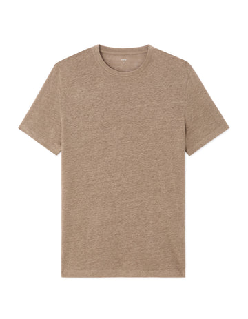 Celio Regular Fit Crew Neck T-shirt - 100% Linen - Beige