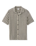 Celio Regular fit striped and textured short-sleeved shirt - Beige