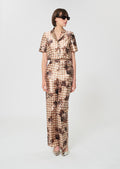 trousers in beige gingham print