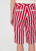shorts in yellow striped linen and cotton