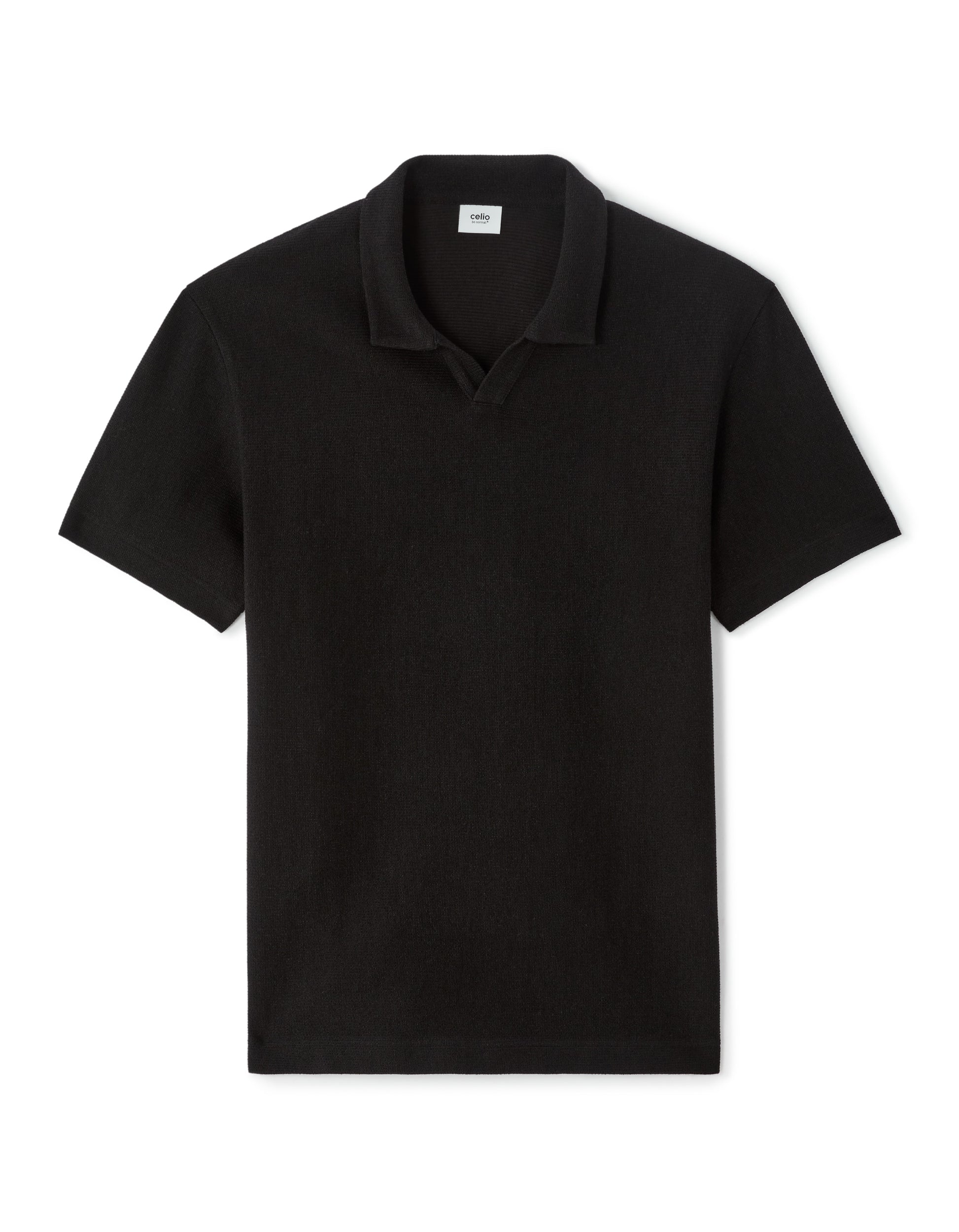 Celio Regular fit knit polo - Black
