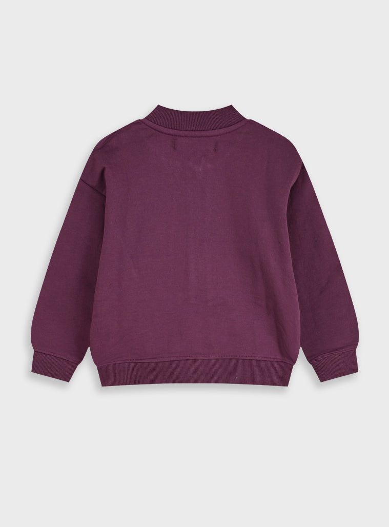 Cotton Blend Girl Cardigan - Burgundy