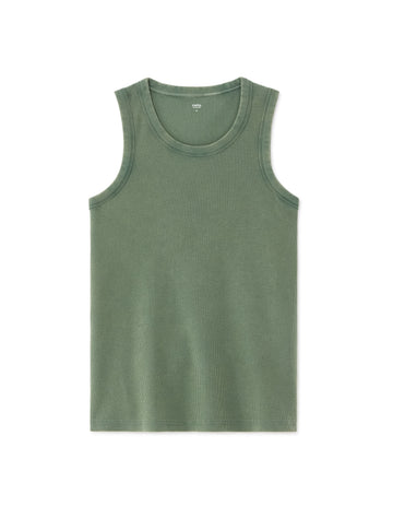Slim Fit Ribbed Washed Stretch Cotton Tank Top