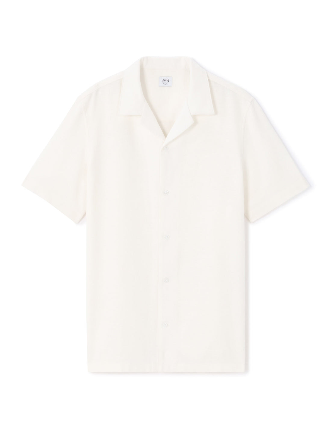 White Textured Regular Fit 100% Cotton Short-Sleeved Shirt Celio