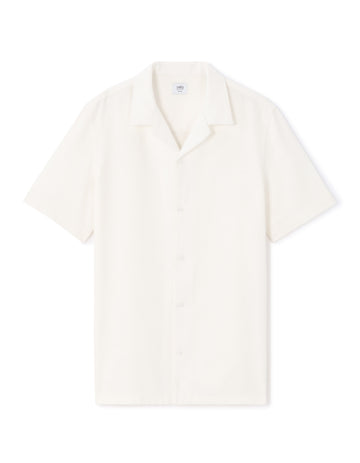 White Textured Regular Fit 100% Cotton Short-Sleeved Shirt