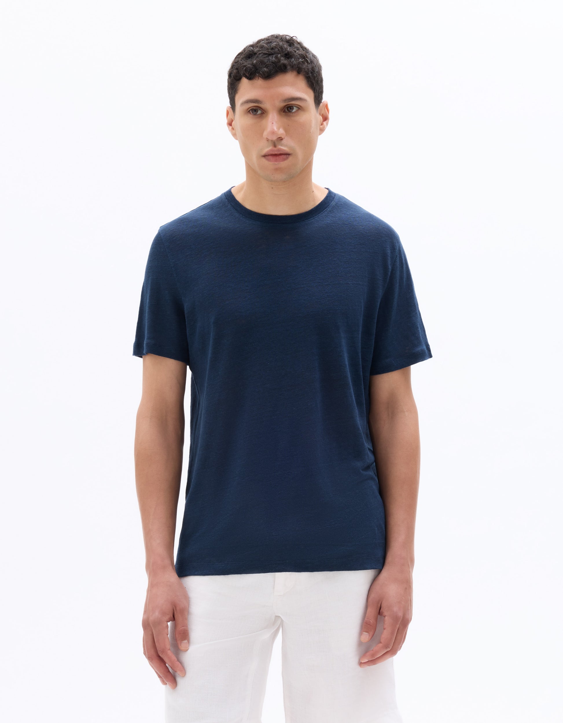 Celio Regular fit crew neck T-shirt 100% Linen - Navy