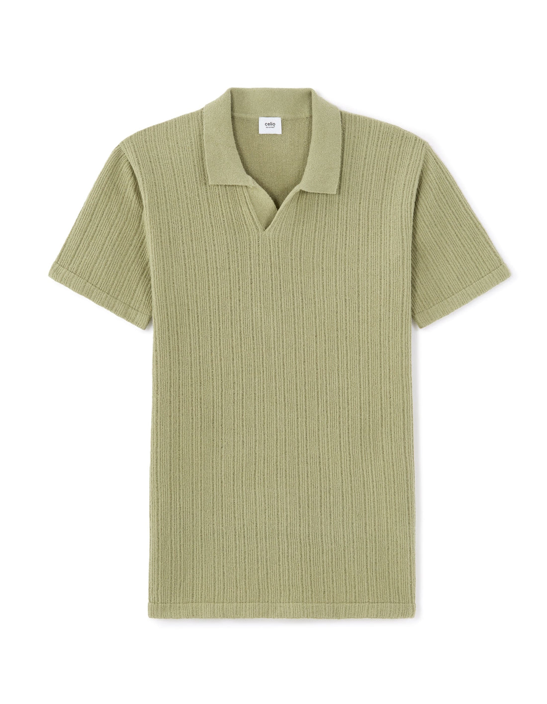 Celio Cotton Blend Short-Sleeved Polo - Green
