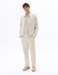 Celio Regular Fit 100% Linen Polo - Beige