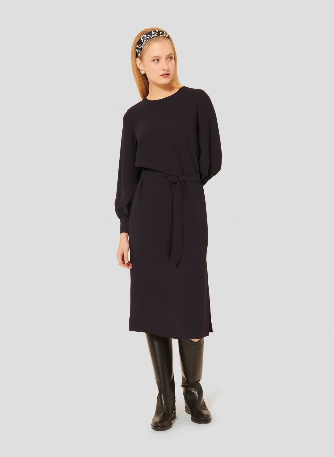 Rossini midnight blue crepe dress by Tara Jarmon Lebanon