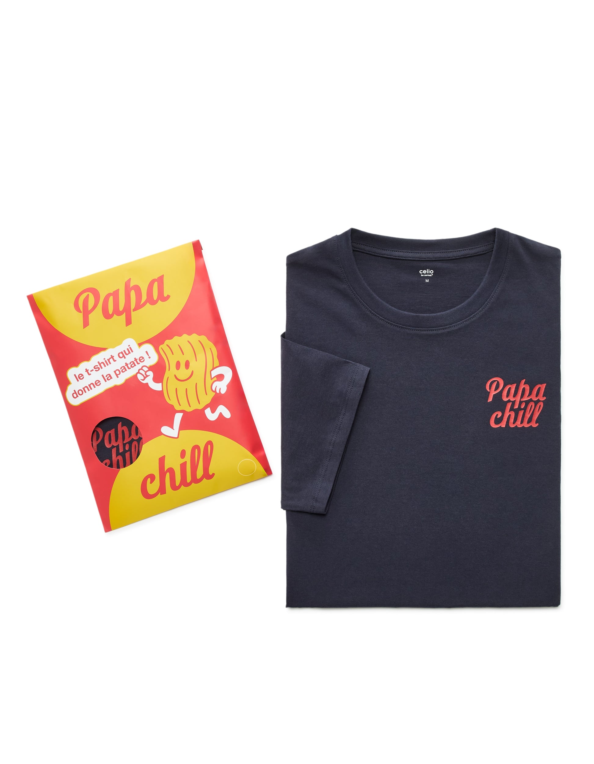 Celio Men's Regular Fit Crew Neck 100% Cotton Chill Dad' Print T-shirt - Navy