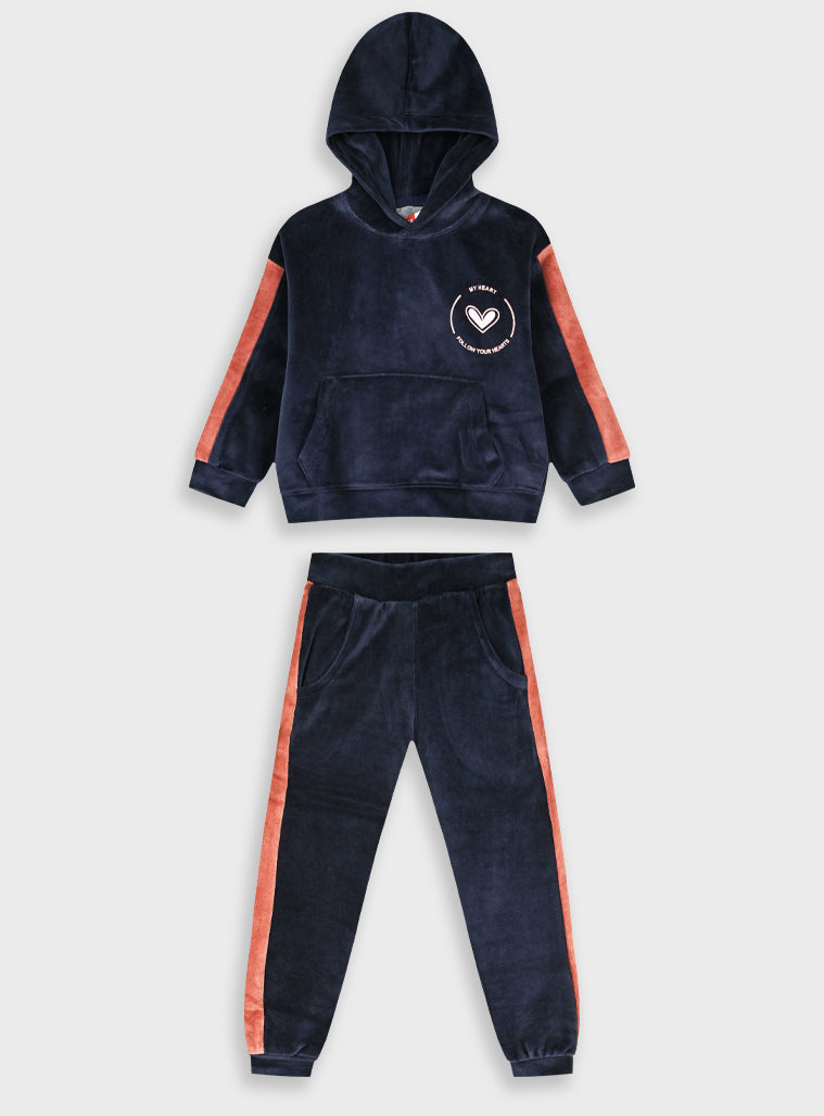 Cotton Blend Girl Set - Navy