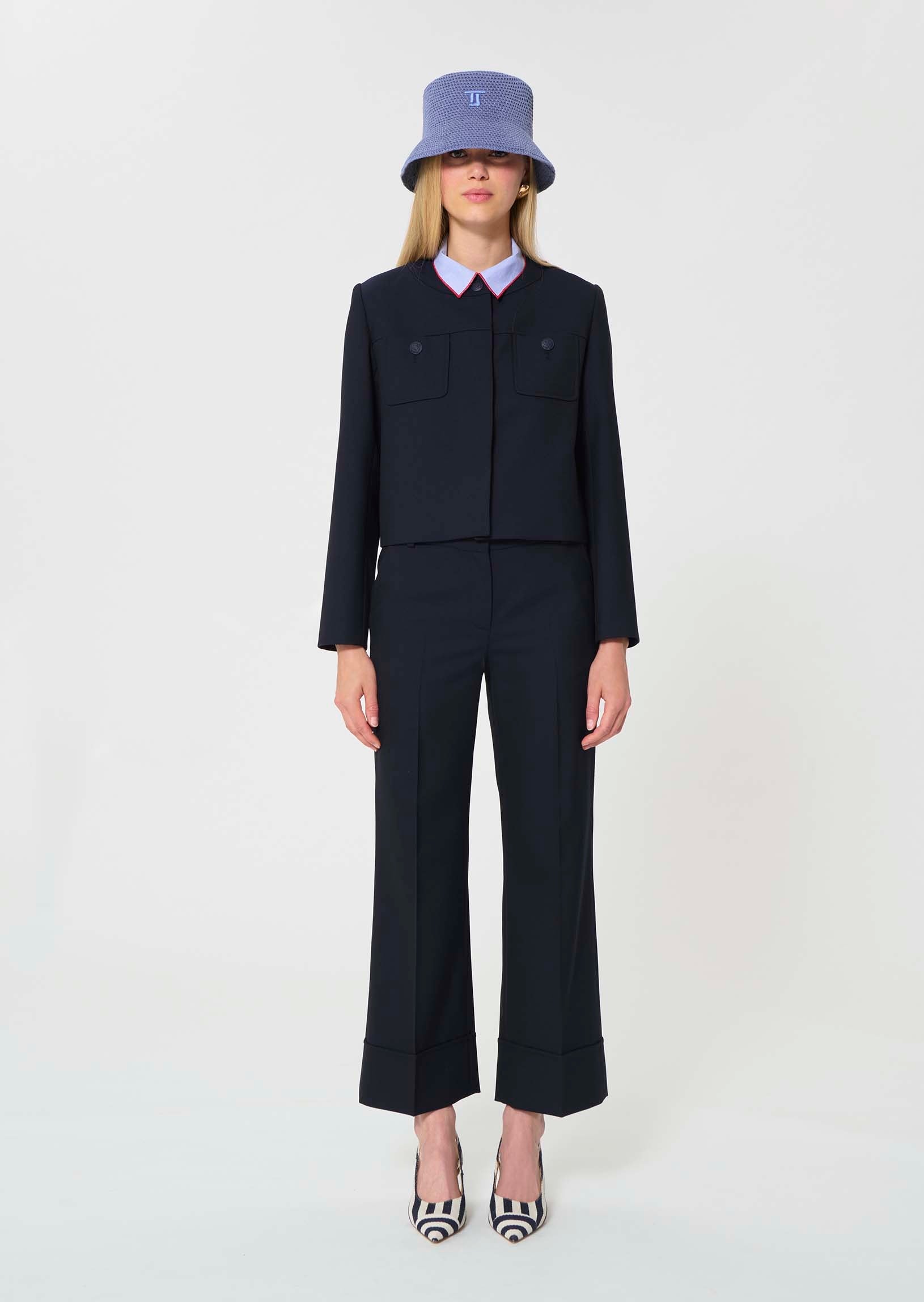 trousers in ecru powder grain canvas