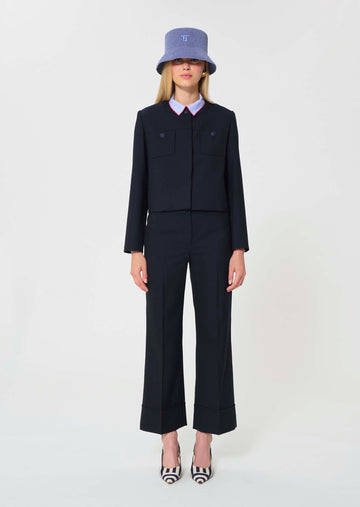 trousers in ecru powder grain canvas