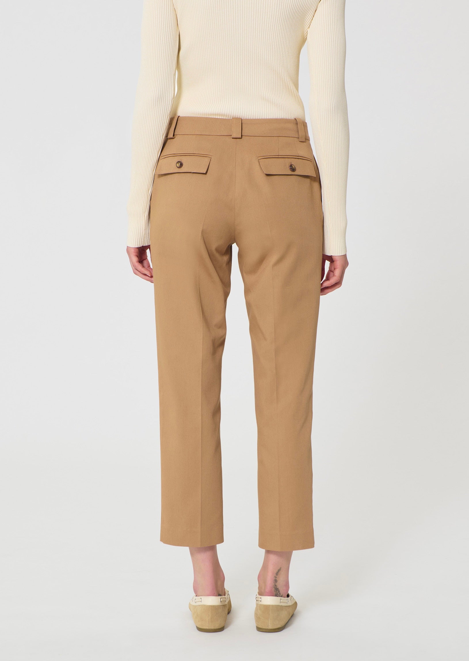 trousers in beige cotton garbardine