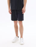 Celio Regular Fit Striped Bermuda Shorts - Blue