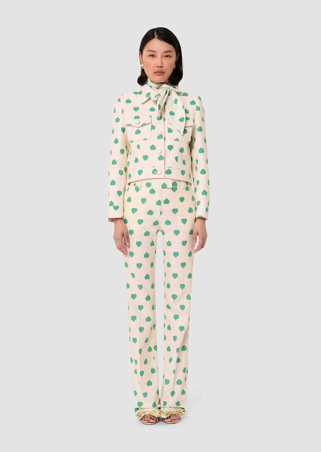 Poupee green heart print pants by Tara Jarmon Lebanon