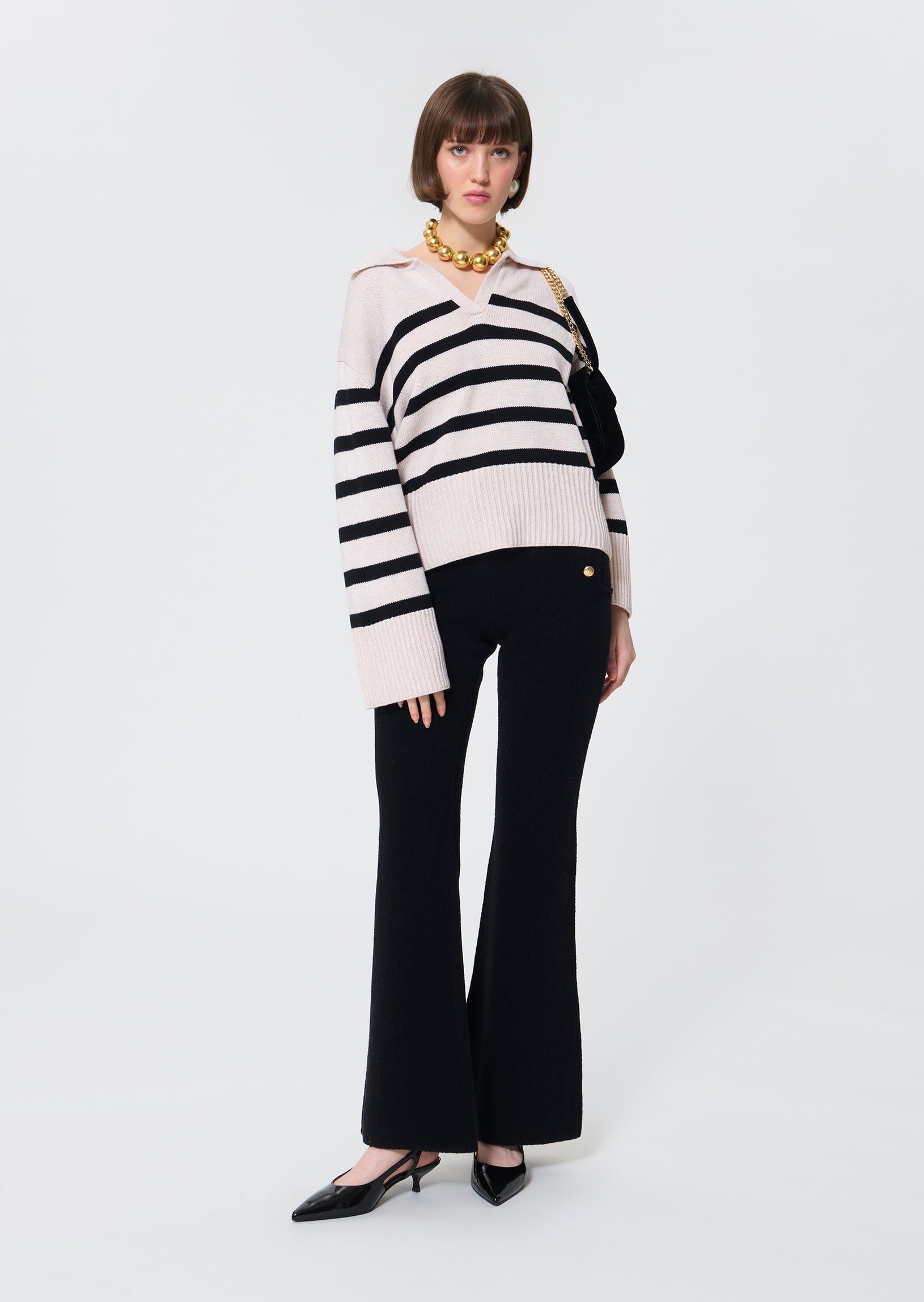 Paola  black ecru oppo sweater for women