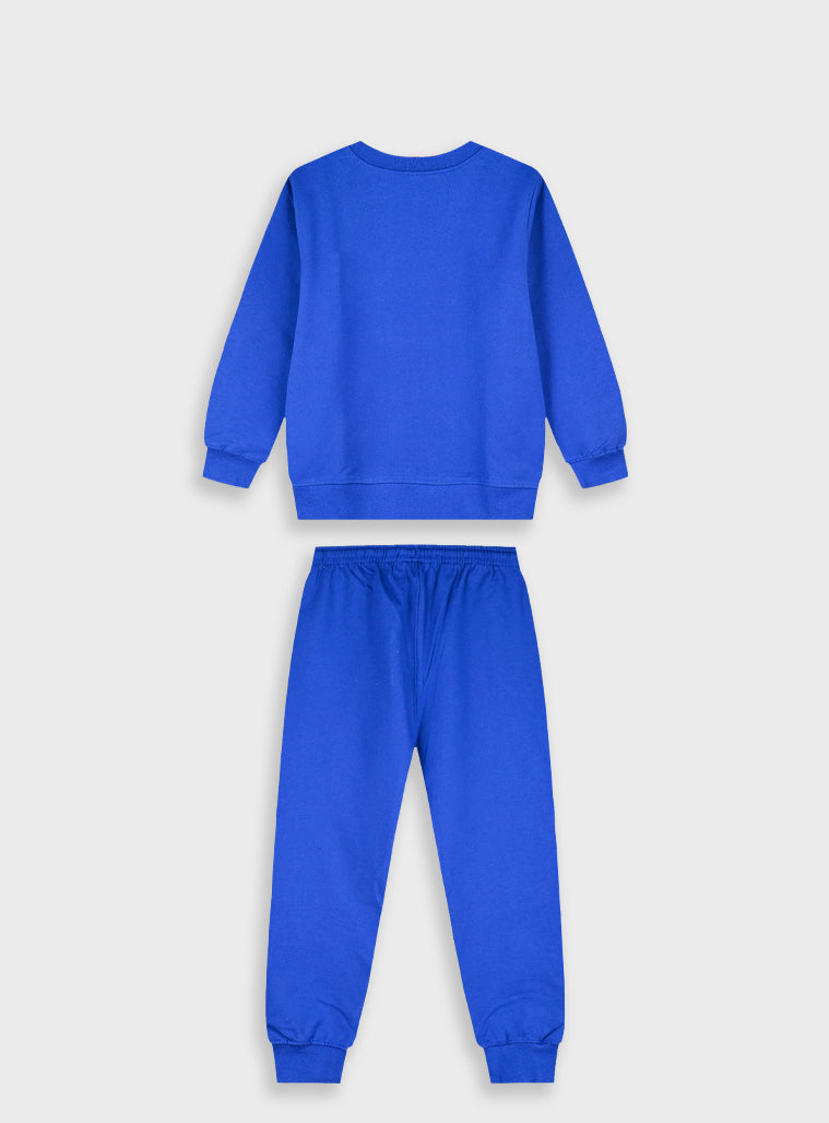 Cotton Blend Boy Tracksuit - Royal Blue