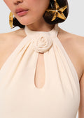 Rosanne ecru crepe dress by Tara Jarmon Lebanon