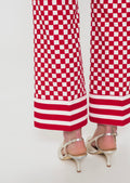 trousers in yellow checkered pattern linen