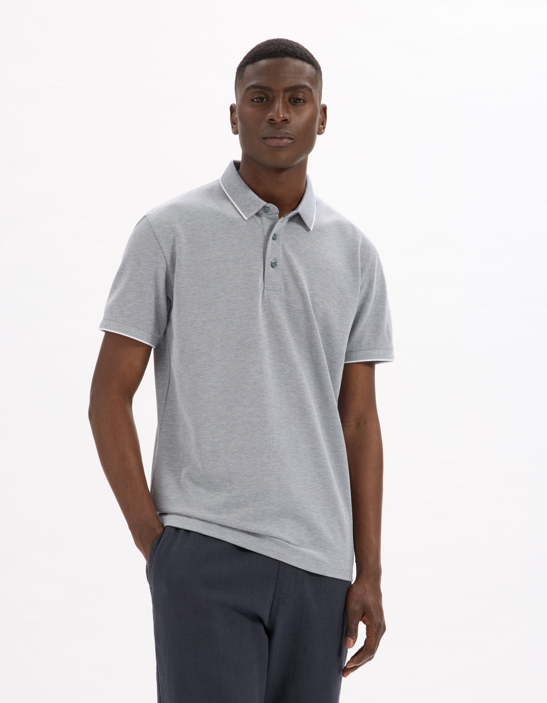 grey blue Short sleeves Polo