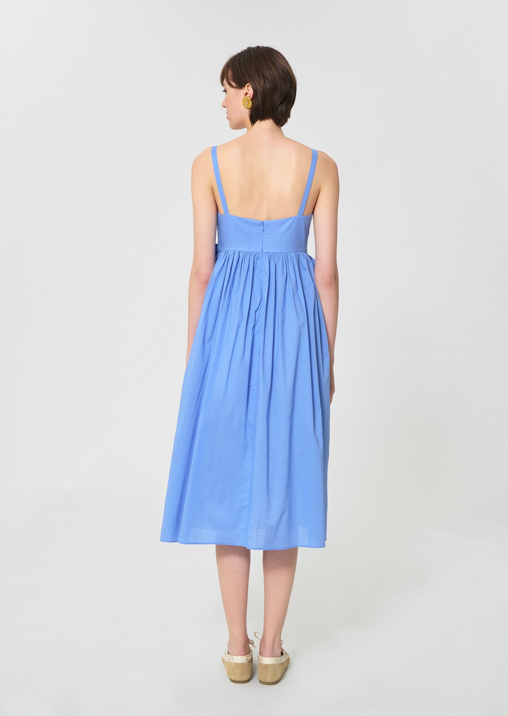 dress in sky blue cotton veil