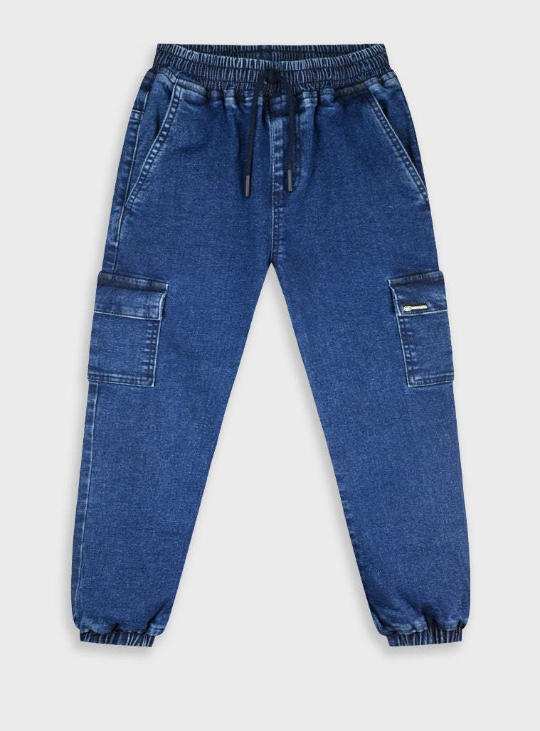 Cotton Boy Trousers - Blue Denim